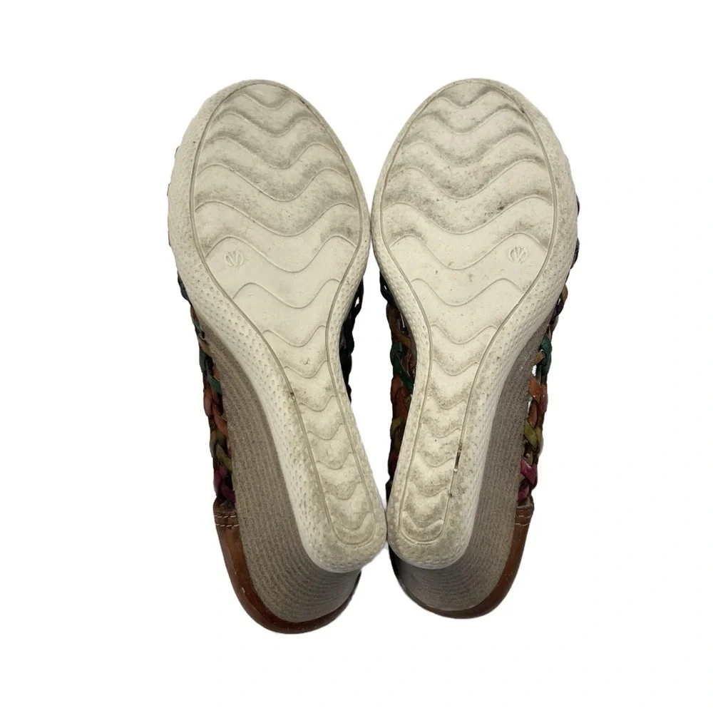Torres Tooled Tan Leather Huarache Laced Wedge Womens size 5